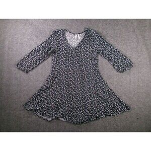 Mudd Dress Womens S Floral Scoop Neck Fit Flare Knee Length Black Flowy Casual